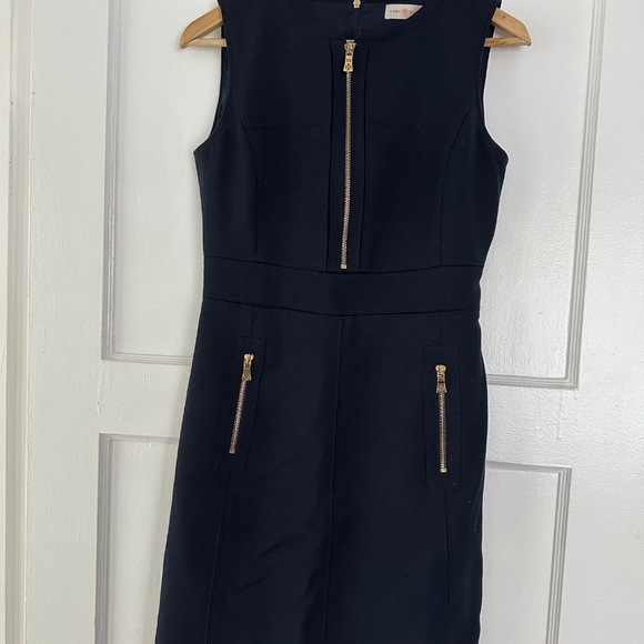 Tory Burch Navy Mariel Dress Wool Sleeveless Zipper Sz 2 - Picture 2 of 5